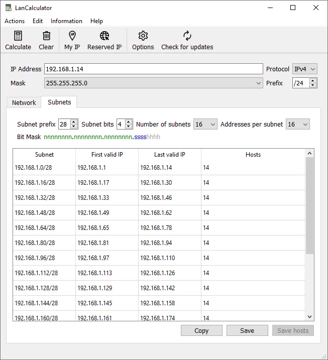 LizardSystems LanCalculator user interface, as published by its maker