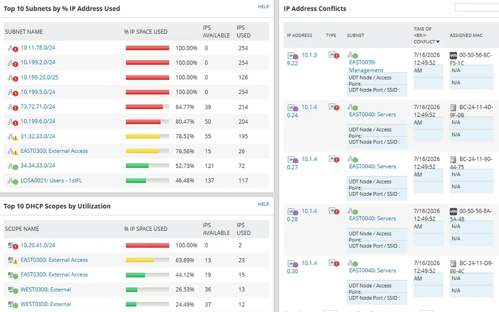 SolarWinds IP Address Manager user interface, as published by its maker